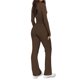 thumbnail image 3 of Conjunto Deportivo de Otoño de 2 Piezas A Juego para Estar en Casa: Pantalón de Pierna y Top Corto con Cuello Henley. Café L, 3 of 6