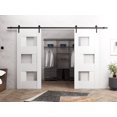 thumbnail image 2 of Modern Double Barn Door 48 x 96 inches with Opaque Glass / Sete 6933 White Silk / 13FT Rail Track Set / Solid Panel Interior Doors, 2 of 5