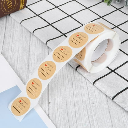 Pretyzoom 500Pcs Treat Bag Stickers Round Decorative Packaging Stickers with Warm Handmade Design