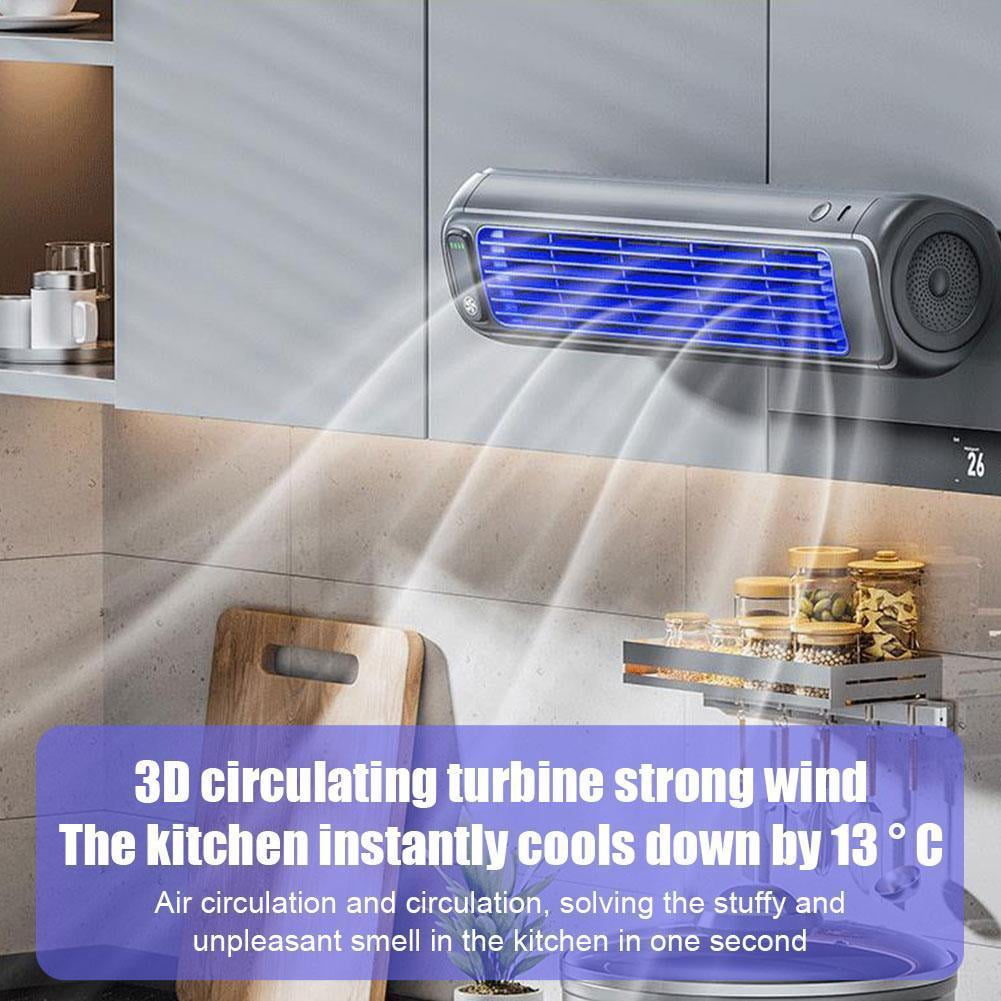 Wall Mounted Bladeless Fan, 3-Speed Cross Flow Electric Fan, Quiet USB Air Circulator for Kitchen, Desk or Wall Use, No Drill Installation Cooling Fan