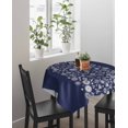 thumbnail image 4 of Japanese Suqare Tablecloth - 60 x 60 Inch, Navy Blue Country Flowers Leaves Aesthetic Waterproof & StainResistant Tablecloth, Washable Oil-proof Table Cover for Dining/Party/Wedding/Camping/Buffet, 4 of 9