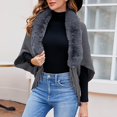 thumbnail image 1 of Manteau d'Extérieur pour Femmes Style Automne et Hiver avec Cape à Franges Tricotée de Couleur Unie à la Mode, 1 of 4