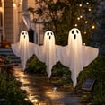 thumbnail image 4 of Solar Ghost Lights with Warm White Glow, 3-Pack, White Fabric, for Outdoor Yard, Halloween Decorations, 4 of 5