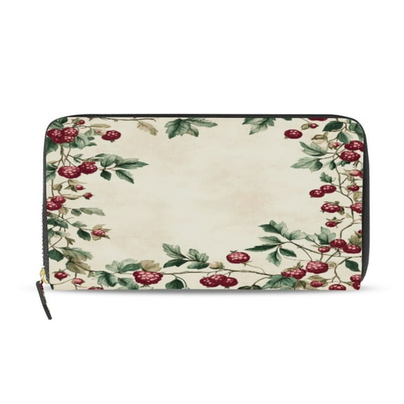 Qxltty Mulberry Pattern Women's Leather Wallet Fashion Retro Multi Card Holder with Cell Phone Pocket Mothers Day Gifts