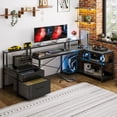 thumbnail image 2 of 66" Reversible L Shaped Desk with File Drawer & Power Outlet, Modern Computer Desk with LED Strip, Home Office Desk with Storage Shelves, Gaming Desk with Monitor Shelf, Corner Desk, Black, 2 of 10