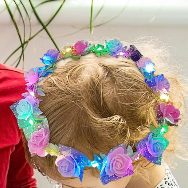 Diadema De Flores Y Serpentinas De Colores – Pack De 2, Tamaño 52x22 Cm, Para Juegos De Rol, Carnavales Y Desfiles, Material Suave