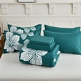 thumbnail image 6 of Dintszyayue Teal Floral 7Pcs Comforter Set Queen,Soft Bed Sheet Pillowcase Adult Bed in a Bag Bedding Set(90"x90"), 6 of 8
