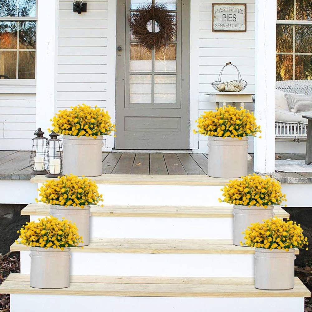 24 Bundles Artificial Flowers Lotus Outdoor Fake Flowers for Decoration UV Resistant No Fade Faux Plastic Plants Garden Porch Window Box Décor (Orchid)