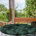 thumbnail image 2 of Ambesonne Tropical Fitted Round Tablecloth, Exotic Monstera Summer Art, 40"- 44" Diameter, Black and Hunter Green, 2 of 5