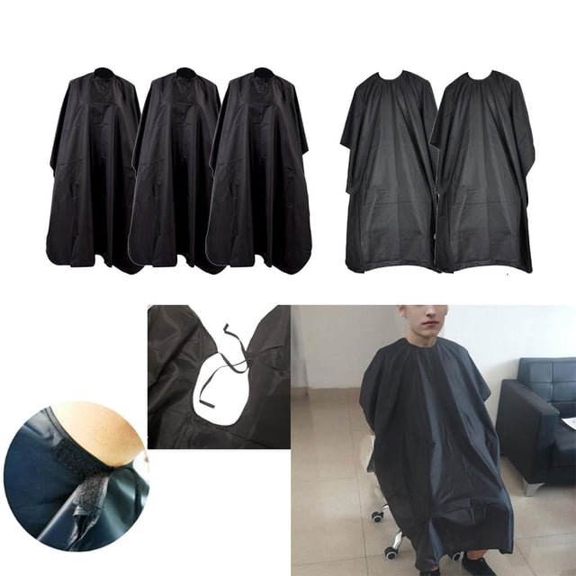Conjunto de 5 capas de peluquería de 35 *55 pulgadas, de corte de cabellero negro reutilizable para Salvador Capa de bata de peluquería