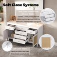 thumbnail image 5 of 60" Bathroom Vanity with Sink, Modern Bathroom Storage Cabinet with Rattan Doors, 5 Drawers & Pine Legs, White, 5 of 18