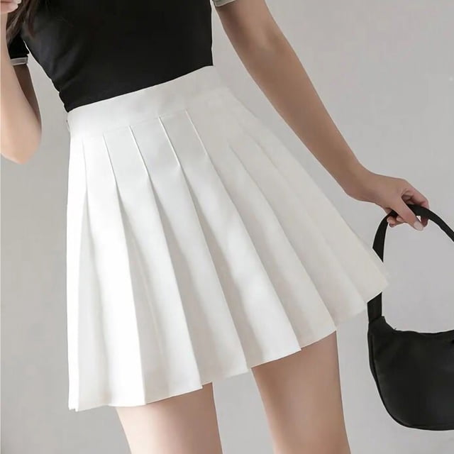 Falda Plisada Falda Plisada De Talle Alto Falda De Línea A De Color Sólido Falda Plisada Para Niñas Mujeres Falda Plisada De Talle Alto Chicas Moda Elegante Color Sólido A ANGGREK Otros
