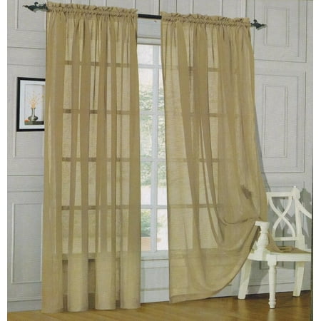 Elegant Comfort® 2 Piece Solid SHEER PANEL with ROD POCKET  Window Curtain 60inch width X 84 