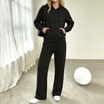 thumbnail image 5 of Karymi Womens Tops Dressy Casual Two Piece Tracksuit, Long Sleeve Full Zip Hoodie Top with Front Kangaroo Pocket, Elastic Drawstring Waist Sweatpants With Side Pockets, 5 of 7