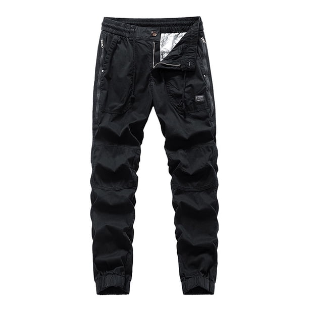 Pantalones largos para hombre, moda informal, cómodos, sólidos, con bolsillos, con cordón ajustable, pantalones regulares de poliéster para hombre.