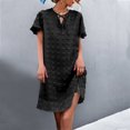 thumbnail image 2 of Womens Summer Ruffle Short Sleeve V Neck Mini Dress Chiffon Swiss Dot Flowy Short Dress Solid Casual Loose Beach Dress, 2 of 7