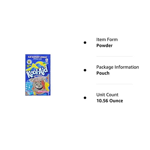 Kool-Aid Twists Ice Blue Raspberry Lemonade Unsweetened Soft Drink Mix, 0.22-Ounce Packets (Pack of 48)