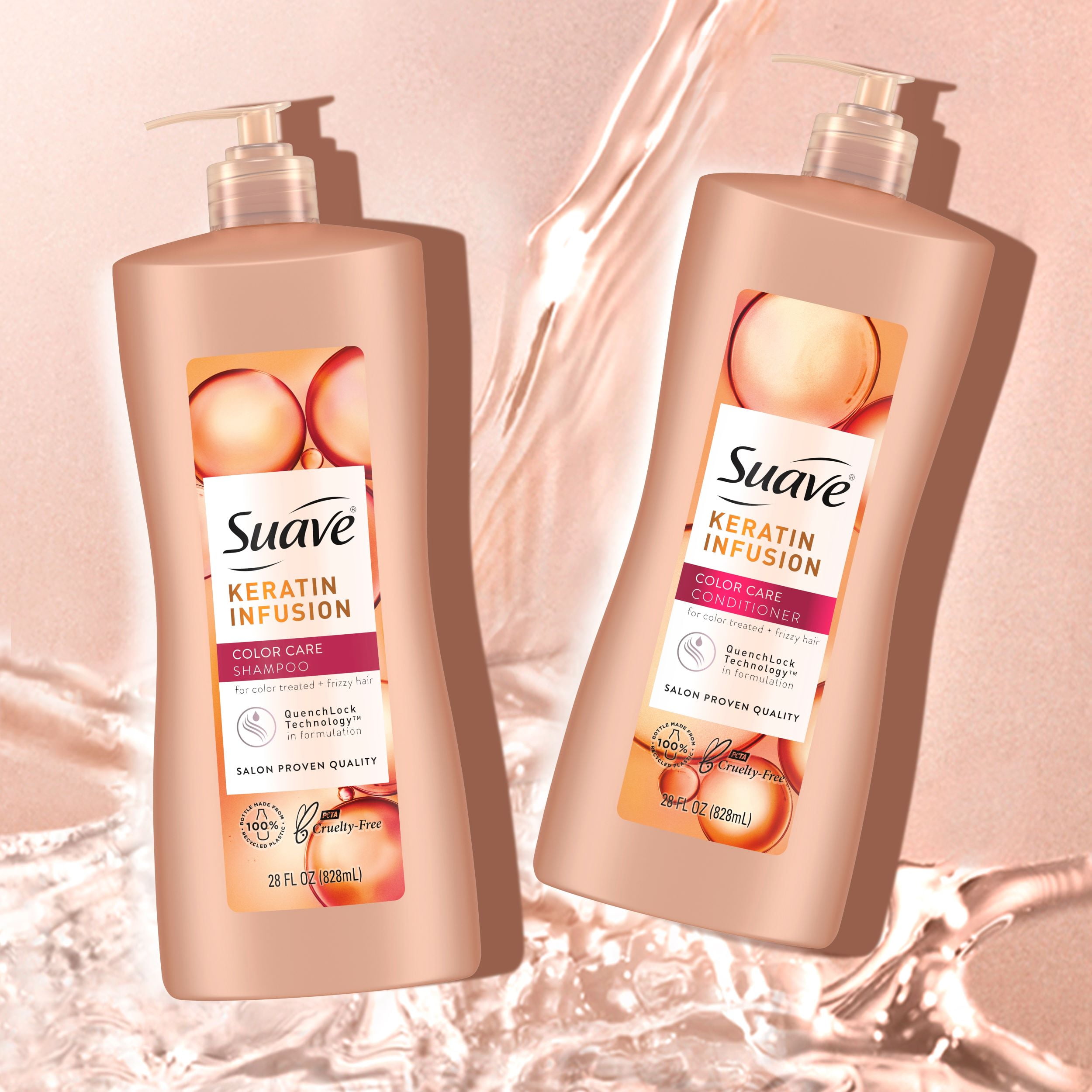 (4 pack) Suave Professionals Keratin Infusion Conditioner with Pump, Color Care, 28 fl oz