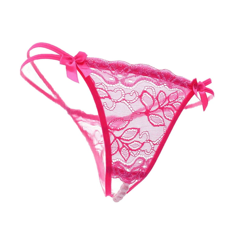 Zuwimk G String Thongs For Women,Seamless Thongs for Women Nylon No Show  Thong Underwear Hot Pink,One Size