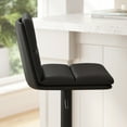 thumbnail image 4 of Merrick Lane Set of 2 Modern Faux Leather Upholstered Adjustable Height Bar Stools with Sturdy Iron Bases in Black, 4 of 12