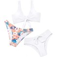 thumbnail image 1 of Bikini de Cintura Alta con Nudo Delantero para Mujer,Traje de baño de Tres Piezas Blanco - Three Pieces M Blanco - Three Pieces M Xishao ropa, 1 of 2
