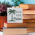 thumbnail image 5 of Zomyto 7x7 Inches Sign Decor Desk Decor Wooden Box Sign Funny Palm Tree Decor Beach Themed Rustic Wood Block Plaque Box Wash Your Palms Sign, 5 of 6