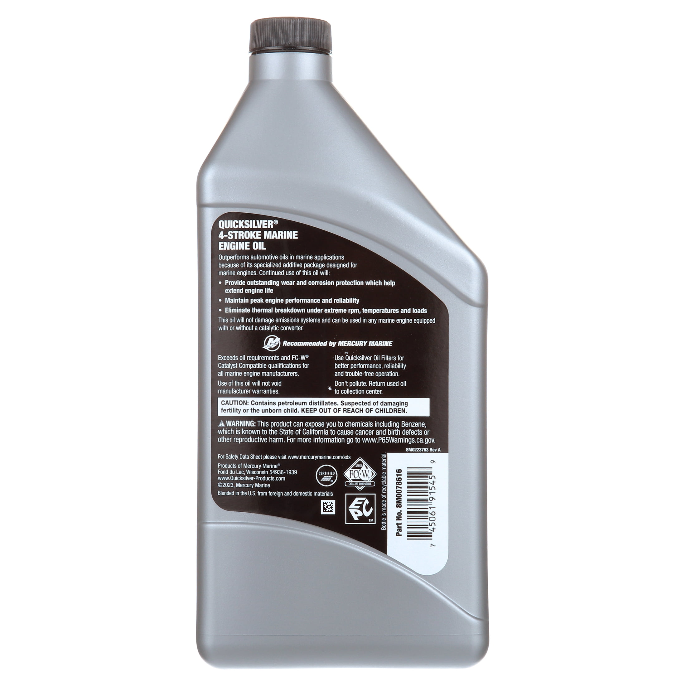 Quicksilver 10W-30 4-Stroke Marine Engine Oil, 1 Quart