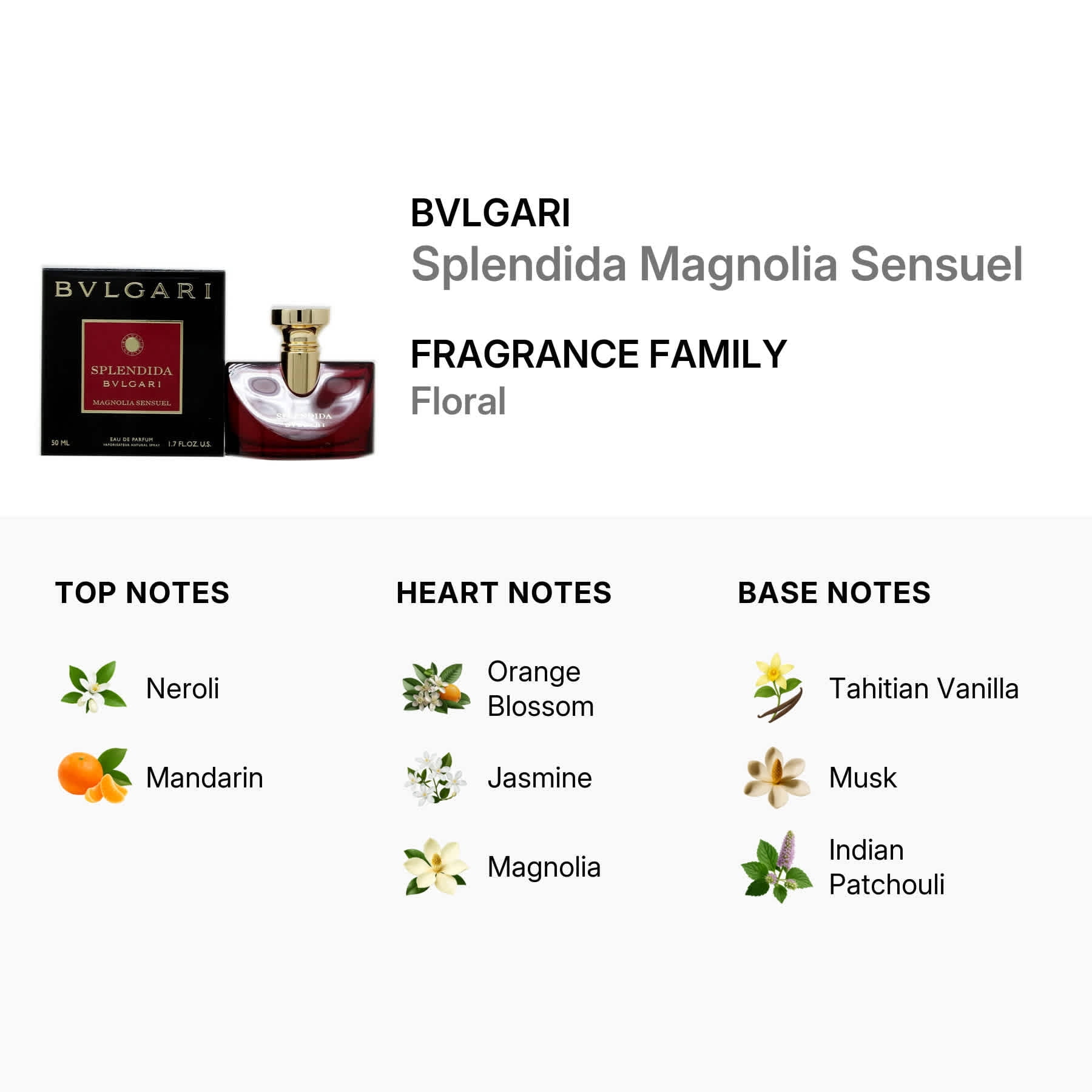 Bvlgari Splendida Magnolia Sensuel Eau de Parfum, Perfume for Women, 1.7 Oz