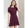 thumbnail image 3 of INSPIRE CHIC Robe Courte Trapèze de Fête pour Femme à Ourlet Volanté, Manches Bouffantes Courtes, 3 of 6