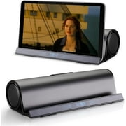 MJMJ Wireless Bluetooth Speakers, Portable Phone Tablet Stand Holder Speaker, Dual Drivers Stereo Dock Speaker for iPad, Phone, Outdoor, Travel, Home Party (Black)