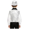 thumbnail image 2 of iiniim Boys Show Outfit Sequin Vest Hat Set For Dance Party Themed Celebration Gear Performance Top Silver 6, 2 of 7