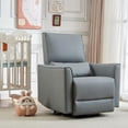 thumbnail image 5 of Swivel Rocking Recliner Chair Manual Glider with Lumbar Support Faux Leather Upholstery Modern Design for for Nursery, Living Room, Bedroom & Home Movie Theater (Gray), 5 of 6