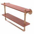 thumbnail image 3 of Pipeline Collection 22 Inch Double Ironwood Shelf with Towel Bar, 3 of 7