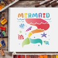 thumbnail image 6 of 12 Pcs Mermaid Stencils Mermaid Theme Painting Templates Sets 8x8 inch Plastic Shells Fish Moon Conch Stars Pattern Stencils Ocean Theme Creatures Template for DIY Crafts Wall Decor, 6 of 7