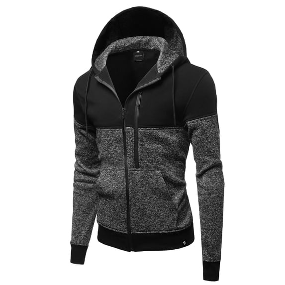 FashionOutfit Men's Fine Quality Plush Fleece Lined Zip up Hoodie Jacket