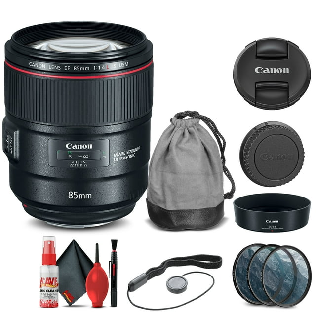 Canon EF 85mm F/1.4L IS USM Lens (2271C002) + Trousse de Filtres + Capuchon de Protection + Plus