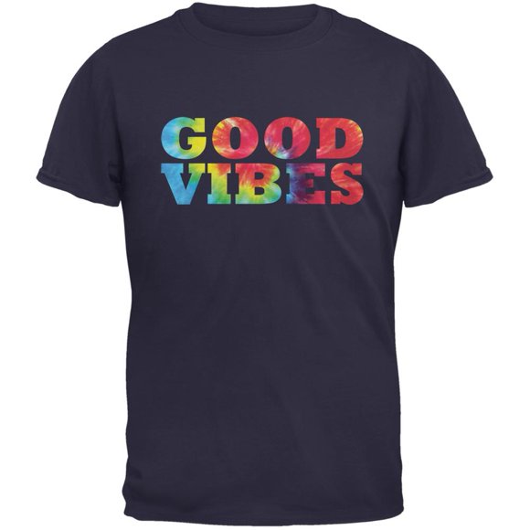 Tie Dye Good Vibes Navy Adult T-Shirt
