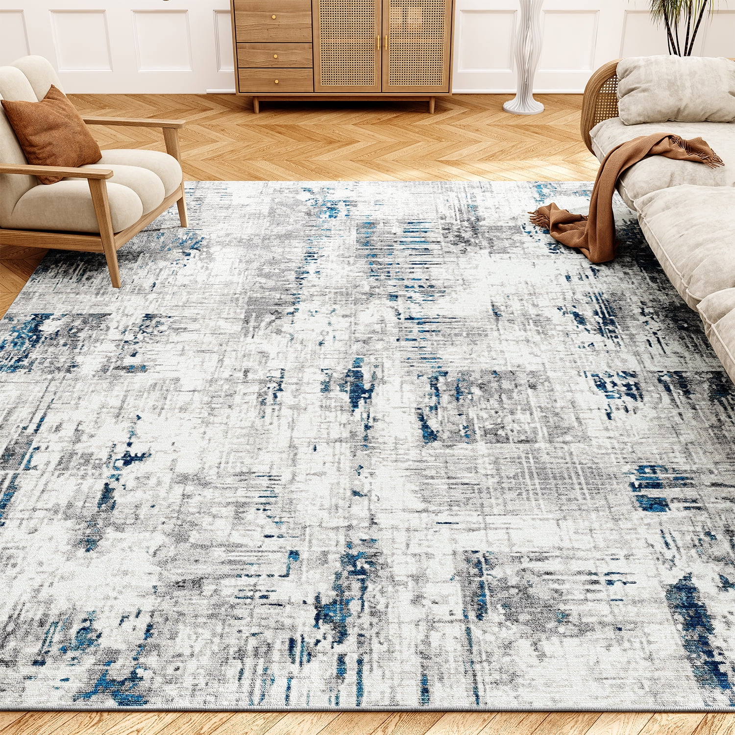 SIXHOME Area Rugs for Living Room 8'x10' Washable Rugs Boho Large Area Rug  Modern Geometric Neutral Carpet and Area Rugs for Home Decor Foldable