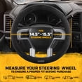 thumbnail image 4 of Cat® Honor Line Flux Leather Steering Wheel Cover w Metal Flag Emblem, Black Leatherette, Standard 14.5–15.5 Inch, Non Slip Comfort, Car Steering Wheel Cover for Auto Truck SUV, Car Accessories, 4 of 8