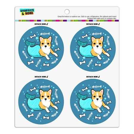

Merdog Mermaid Dog Refrigerator Fridge Locker Vinyl Circle Magnet Set