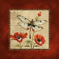 thumbnail image 2 of Gorham, Gregory 20x20 Black Ornate Wood Framed with Double Matting Museum Art Print Titled - Dragonfly and Poppies, 2 of 4
