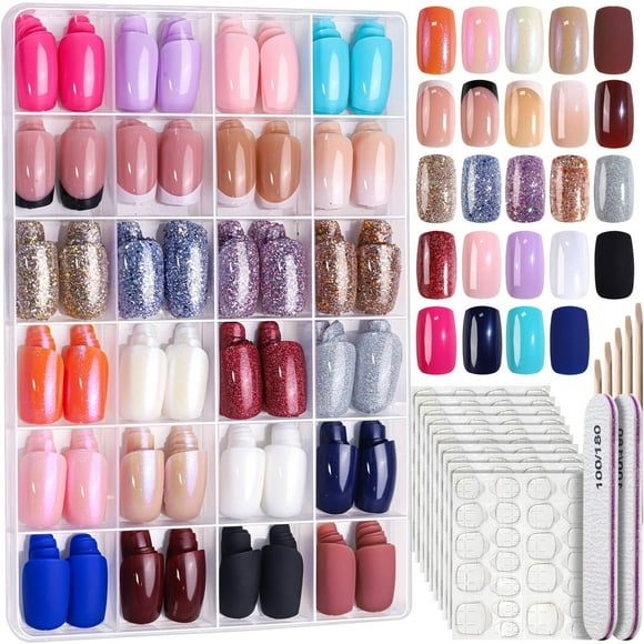 Press On Nails Fandamei, 24 colores, 576 unidades, funda completa