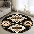 thumbnail image 3 of Southwestern Aztec Round Area&nbsp;Rug 3.3ft Retro National Style Brown Abstract Non-Slip&nbsp;Washable Circle Rugs Soft Felt Indoor Floor Mat for Bedroom Kitchen Living Room Bathroom, 3 of 9