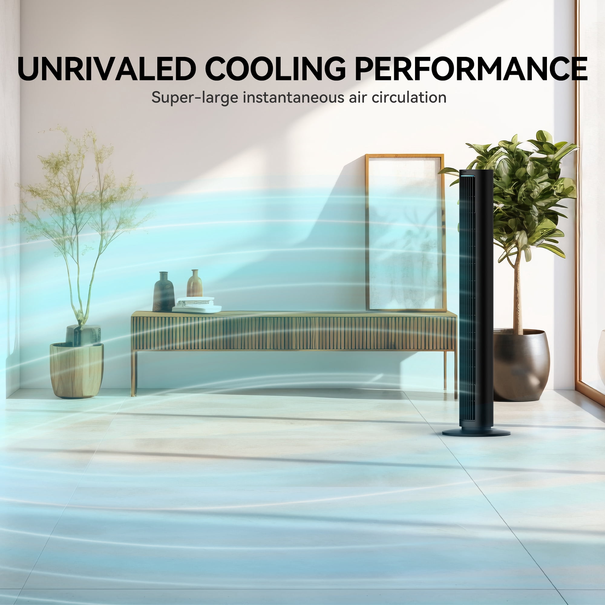 Kcpolre 40Inch Tower Fan For Bedroom, 80 ° Oscillating Fan With Bladeless Design, Silent Cooling Technology With Remote Control Led, 4 Speeds Multi-Functional Modes, 7h Timer, Large Air Outlet