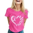 thumbnail image 2 of Lroveb Breast Cancer Awareness Shirts for Women Plus Size Elegant Casual Printed Short Sleeve V Neck T Shirt Tops Pink Ribbon Graphic Tees Purple, 2 of 5