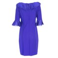 thumbnail image 2 of NUE by Shani Women's Ruffled 3/4 Sleeve Sheath Dress Sz 8 Plum, 2 of 2