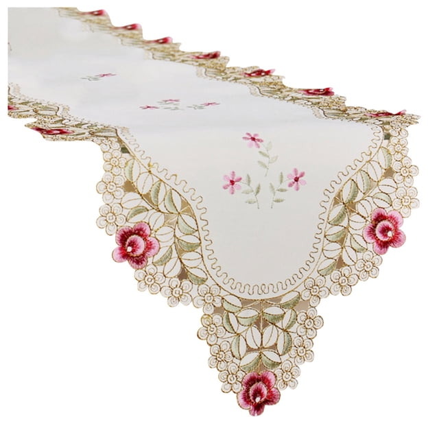 Decorative Table Banner - Elegant Lace Doily Placemat Tray Pad for Dining Table European Style Table Flag for Home and Events