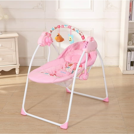 Electric Baby Cradle Swing Rocking Connect Mobile Play Music Chair Sleeping Basket Bed Crib For Newborn Infant Pink