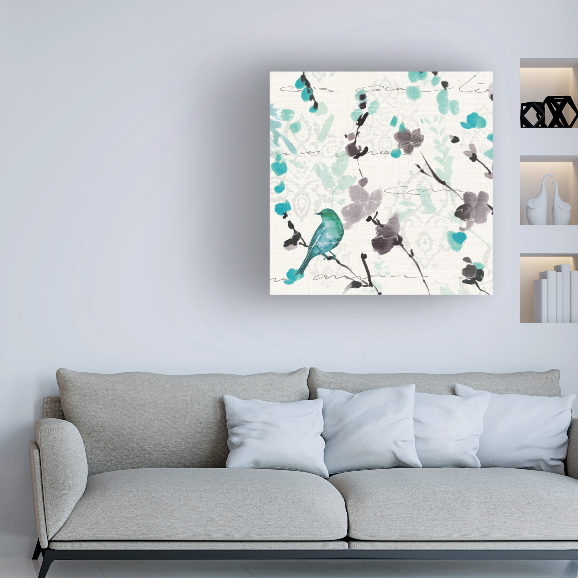 Trademark Fine Art 'Flowing III Teal and Grey' Canvas Art by Pela