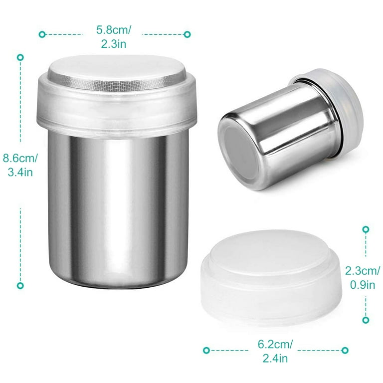 Powder Shaker with Lid,Stainless Steel Fine Mesh Shaker, for Sifter  Cocoa,Cinnamon Powder,Icing Sugar,Chocolate Coffee (6 Pcs Small)